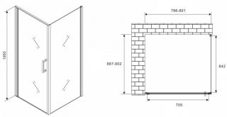 Душевой уголок ABBER Sonnenstrand 80x90см хром AG04080-S90